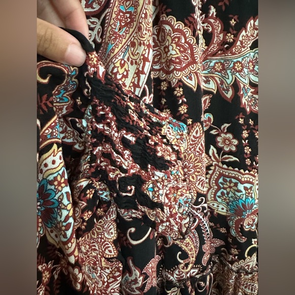 Anthropologie Women’s 2X Cadi Tiered Tunic Dress Floral Paisley Long Sleeve - Picture 6 of 13